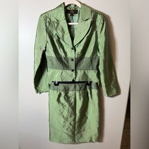 ALLEN BY ABS | Vintage 90s Green Silk Blend Skirt Set